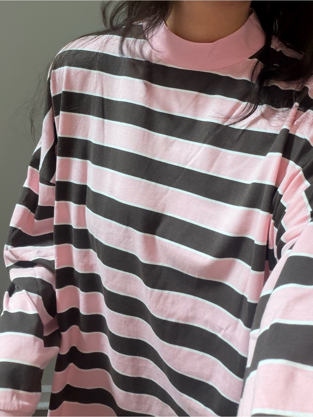Stripped Mock Neck Long sleeve Top - Picture 5 of 7